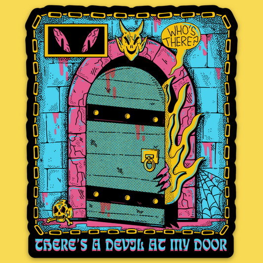 'Devil At My Door' Sticker