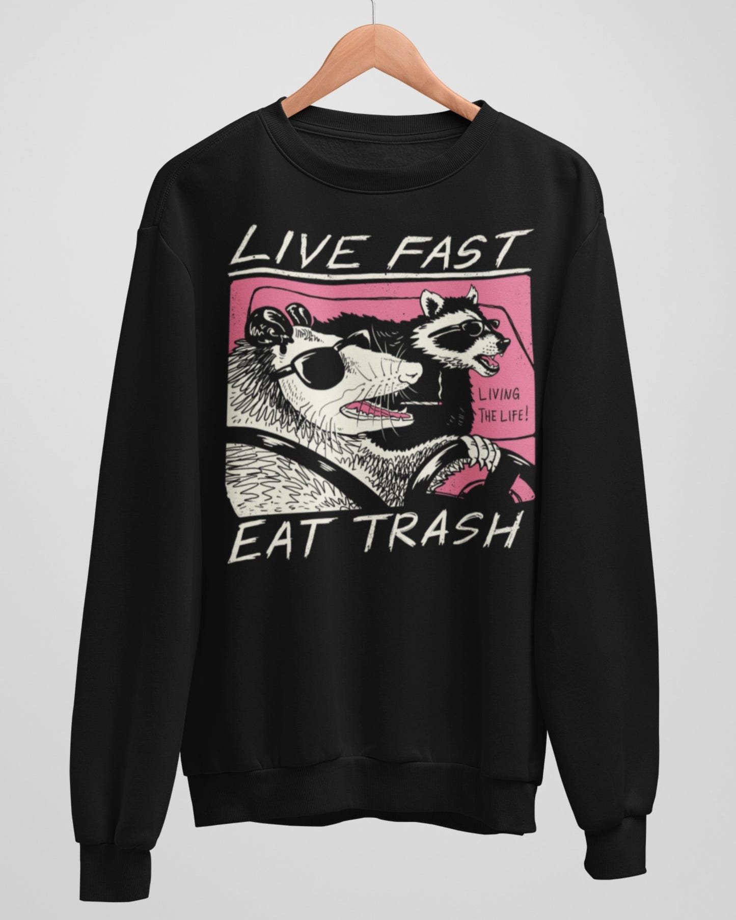 'Live Fast, Eat Trash' Sweatshirt - Wicked Clothes