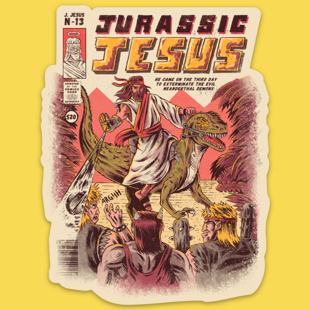 'Jurassic Jesus' Sticker