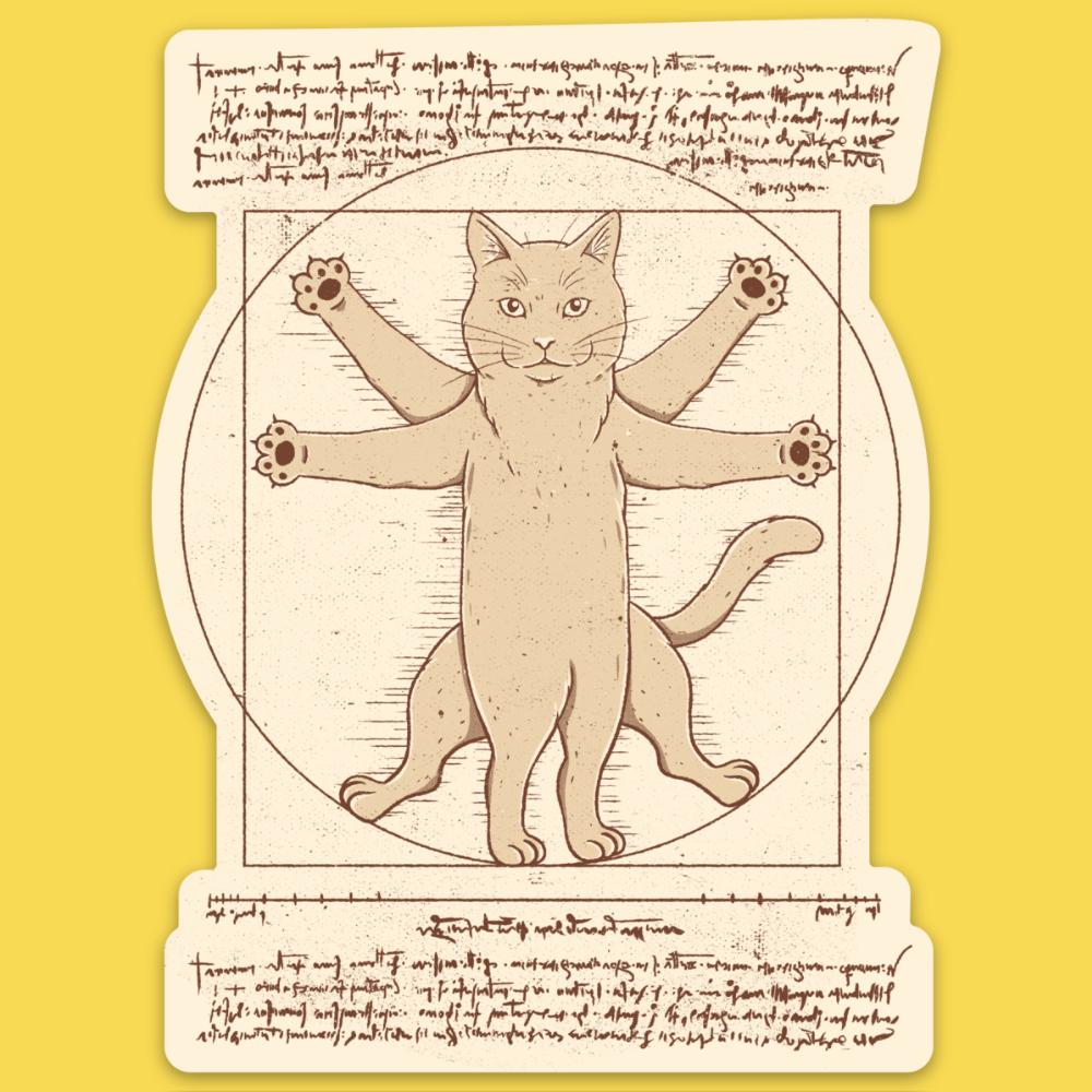 'Vitruvian Cat' Sticker