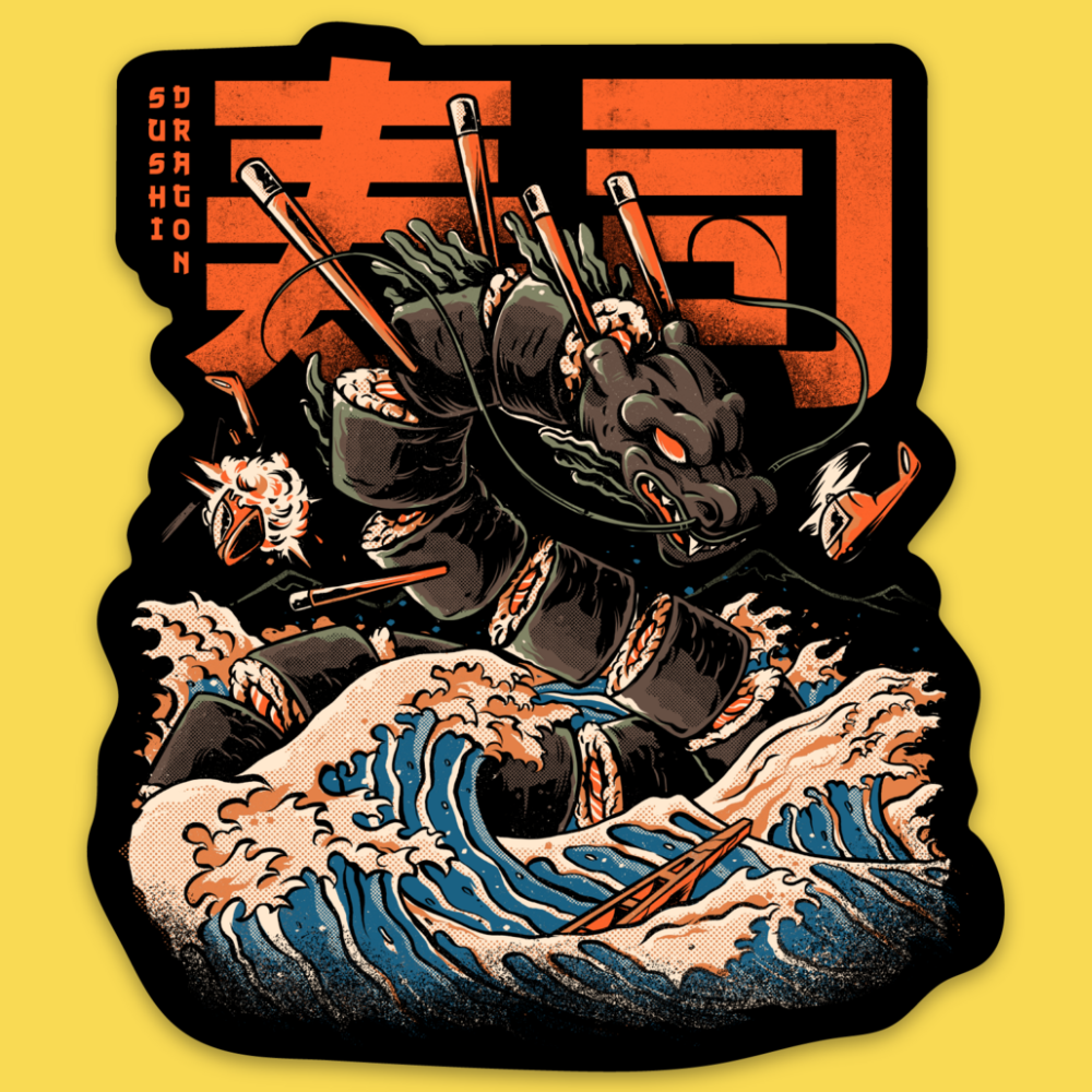 'The Great Sushi Dragon' Sticker