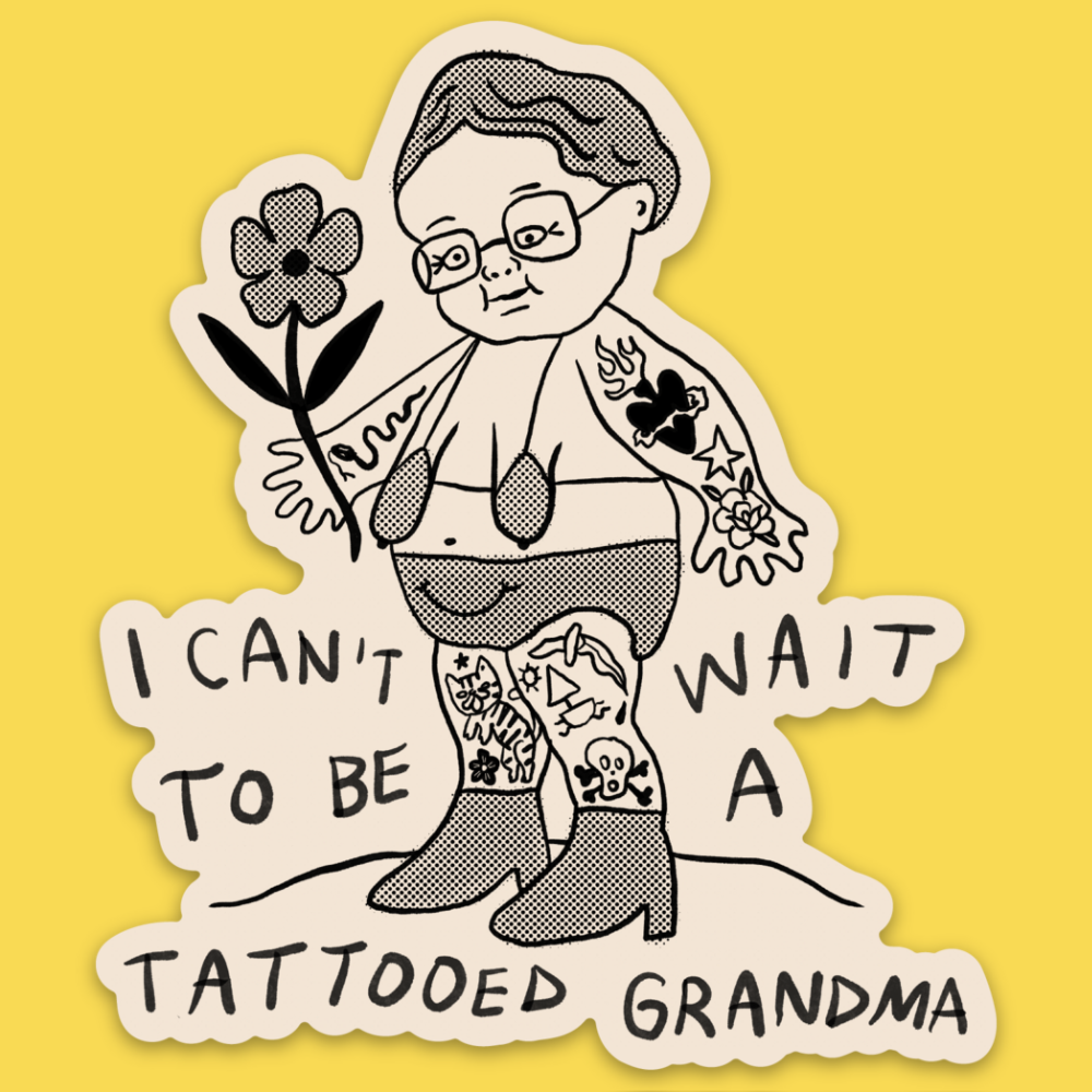 'Tattooed Grandma' Sticker