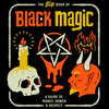 A black graphic that reads the big book of black magic: a guide to money, power, and respect with icons of a pentagram, devil head, and skull with a candle burning on top of it