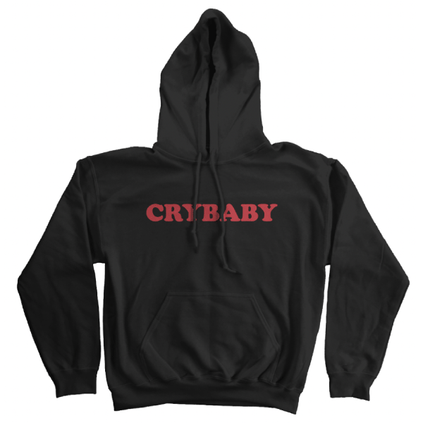 A black hoodie with red text that reads CRYBABY