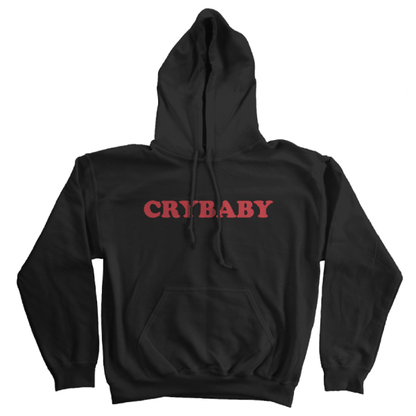 A black hoodie with red text that reads CRYBABY