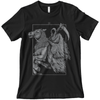 Graphic tee of the Death tarot card featuring a grim reaper with a scythe riding a horse