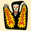 A skeleton reaper shooting beams from his bony hands with text reading doom from one and gloom from the other