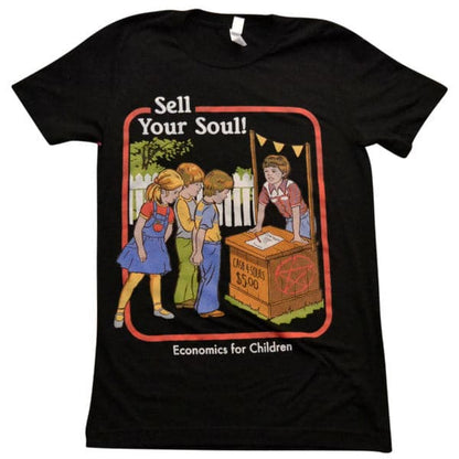 Black Sell Your Soul shirt with four kids at Cash 4 Souls stand